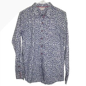 Ariat Western Shirt Womens L Blue Floral Button-Up Long Sleeve Rodeo Cowgirl